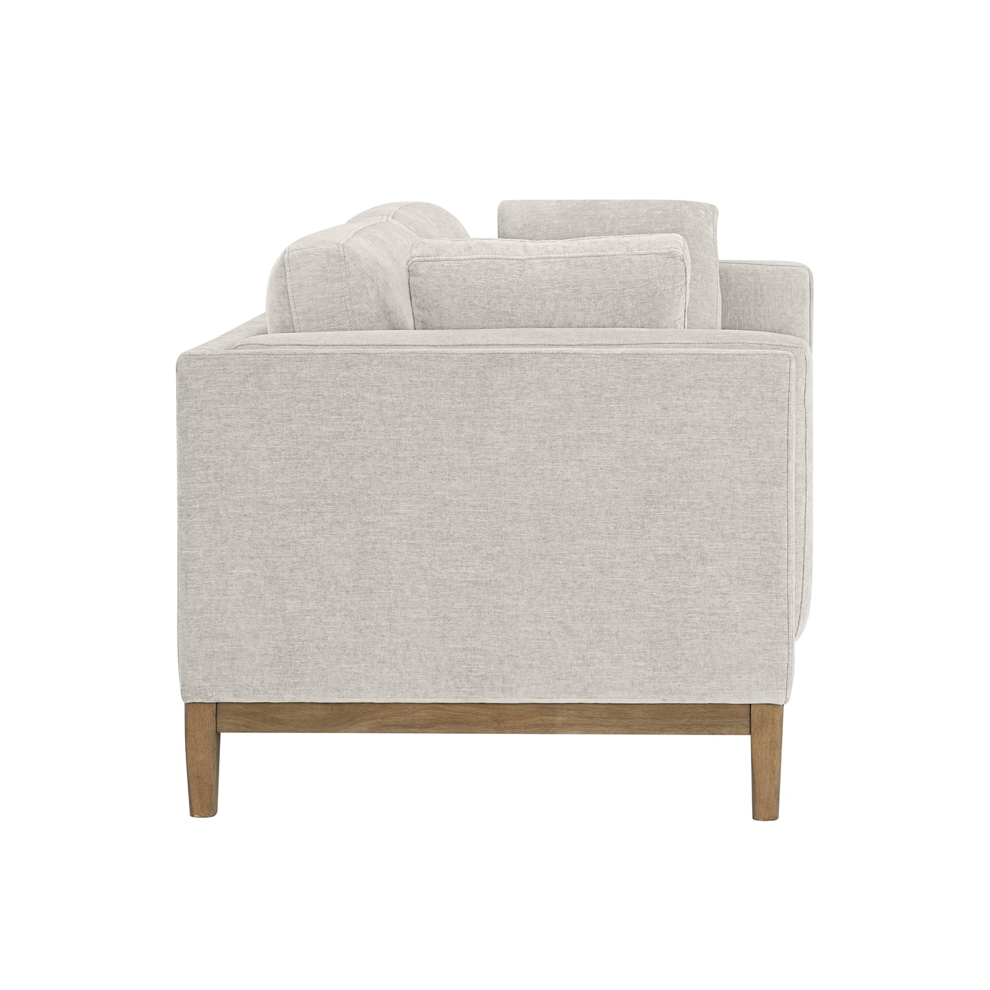 Renee Fabric Sofa with Wood Base, Light Gray