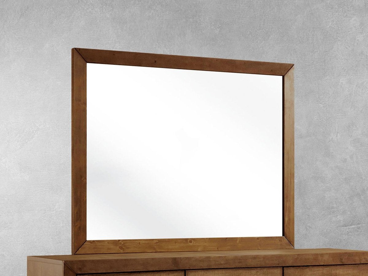 Retro Wood Frame Mirror - Brown