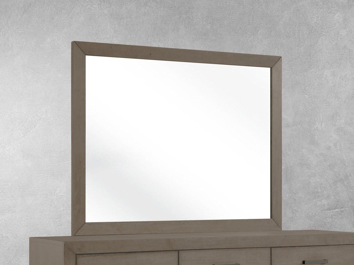 Retro Wood Frame Mirror - Gray