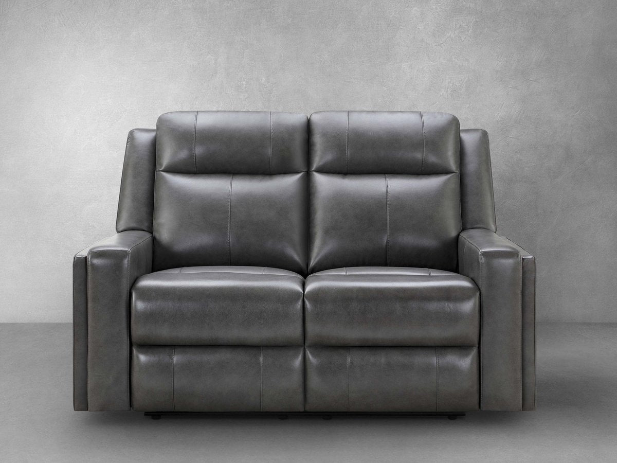 Rhodes Top-Grain Leather Manual Reclining Loveseat - Gray