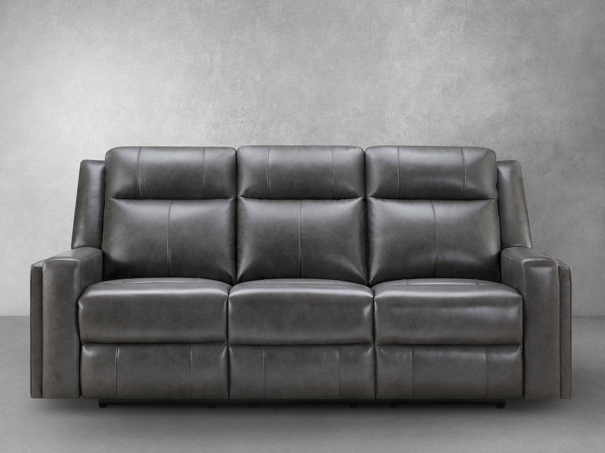 Rhodes Top-Grain Leather Manual Reclining Sofa - Gray