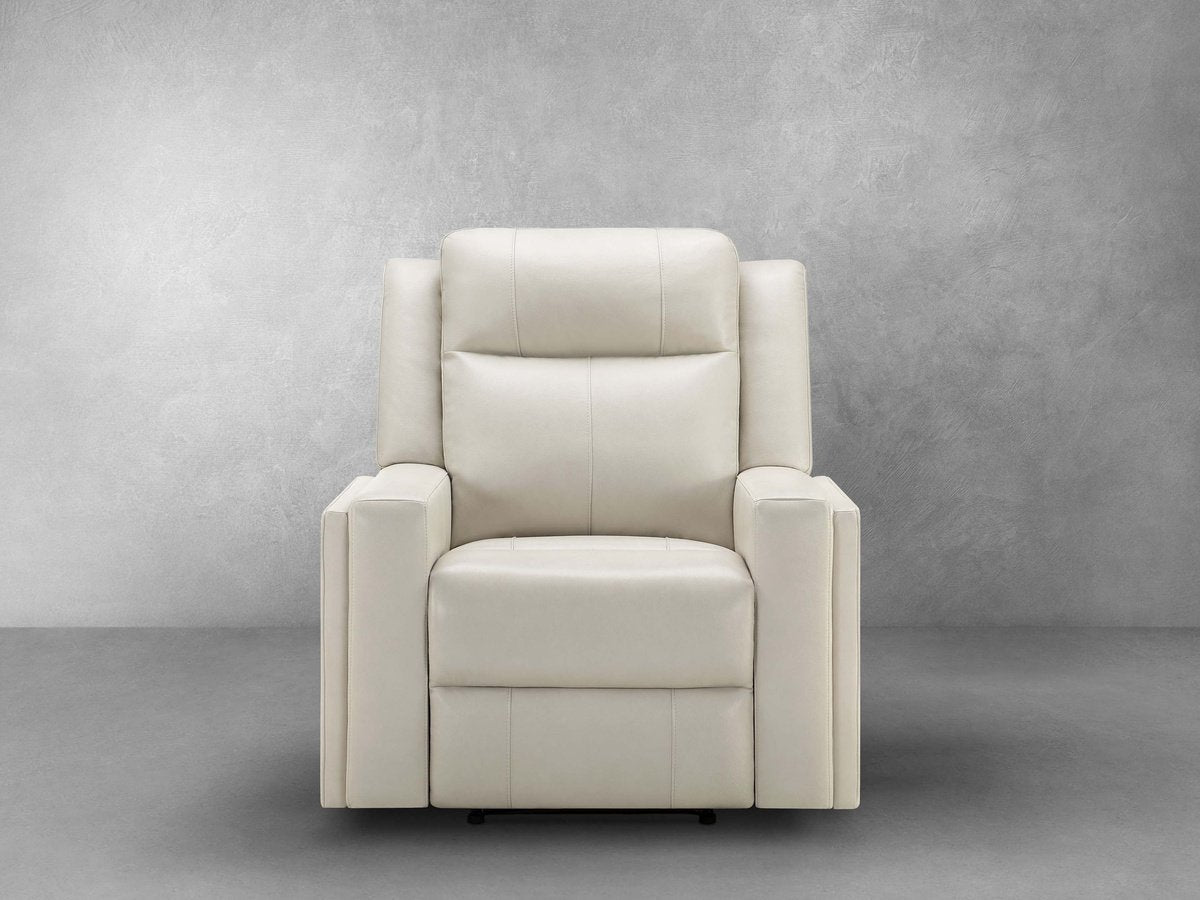 Rhodes Top-Grain Leather Manual Recliner - Ivory
