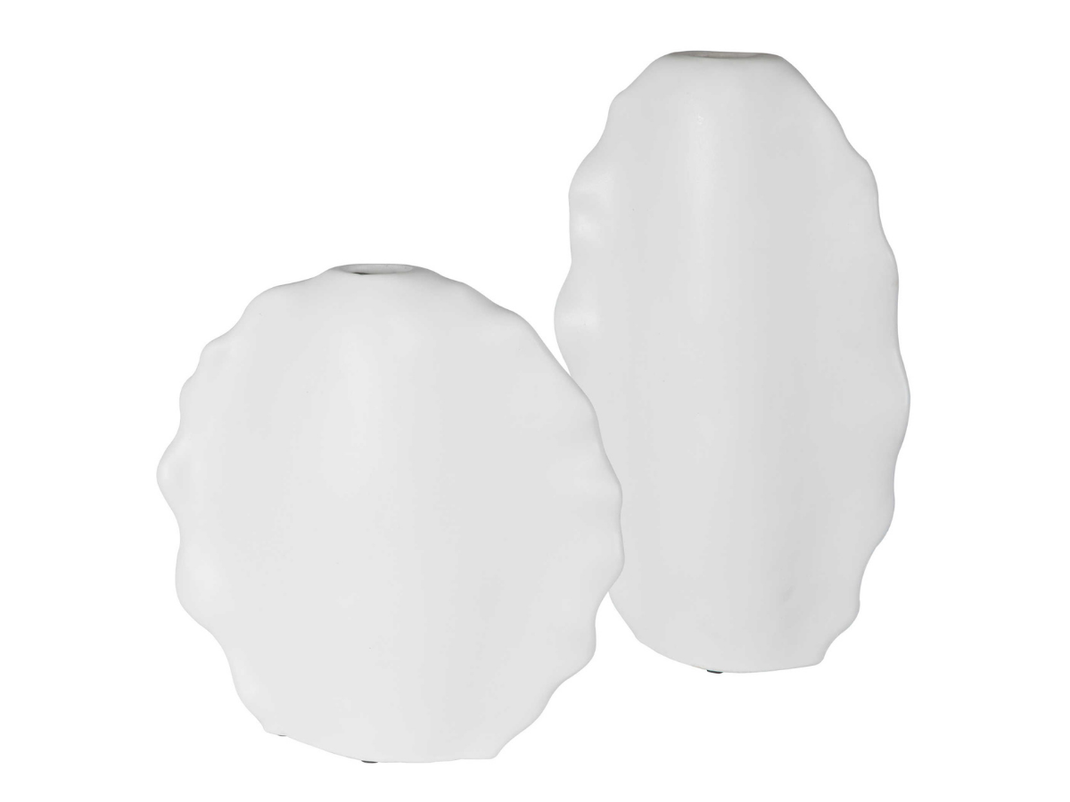 Abbyson Home Ruth Feathers Modern White Vases, Set of 2