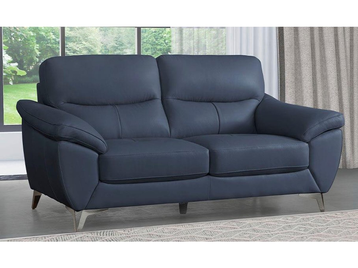 Cadence Top Grain Leather Loveseat, Blue Default Title