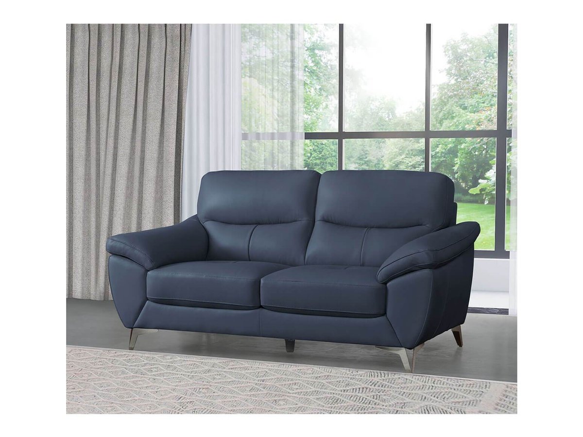 Cadence Top Grain Leather Loveseat, Blue Default Title