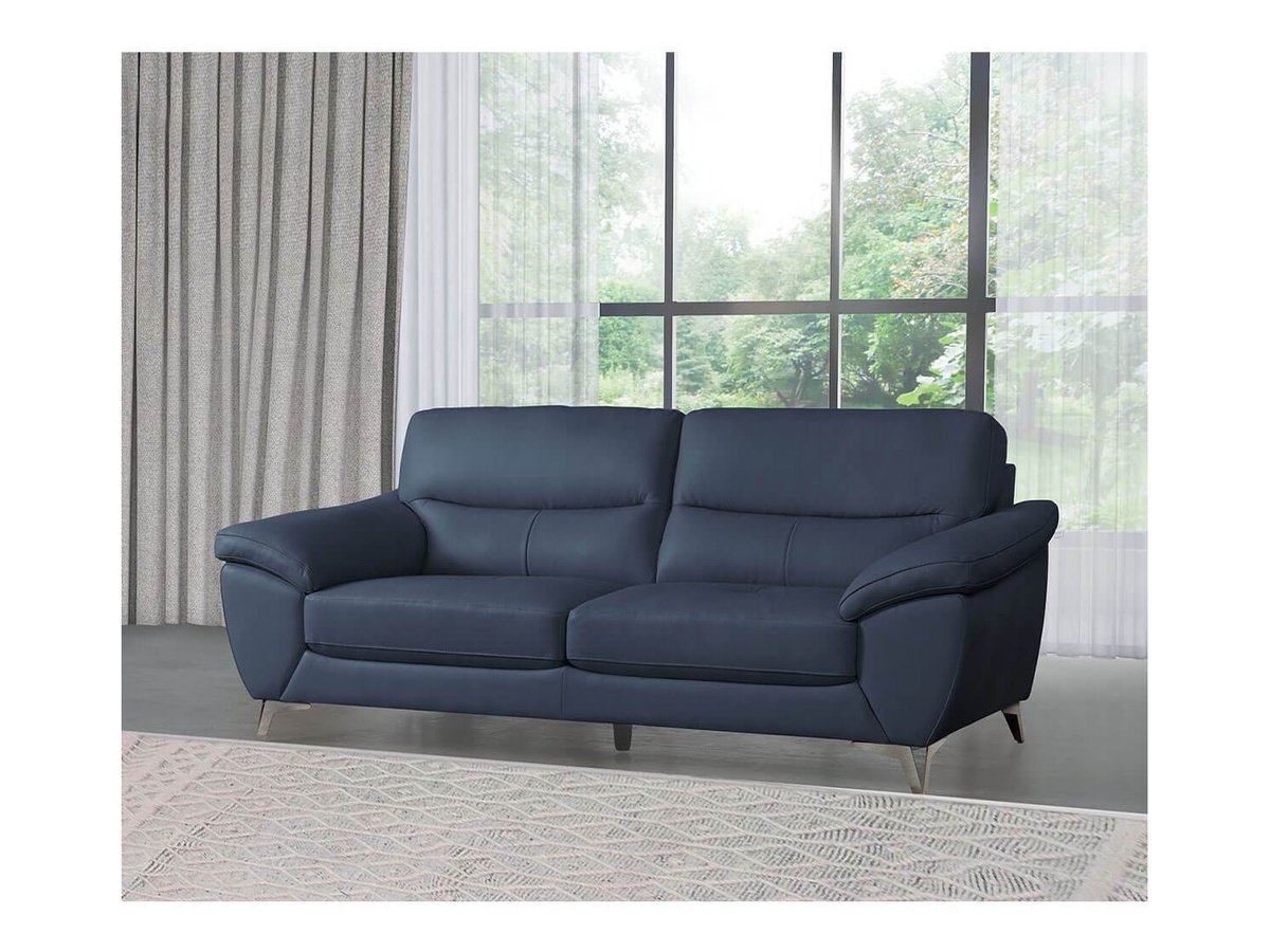 Cadence Top Grain Leather Sofa - Blue