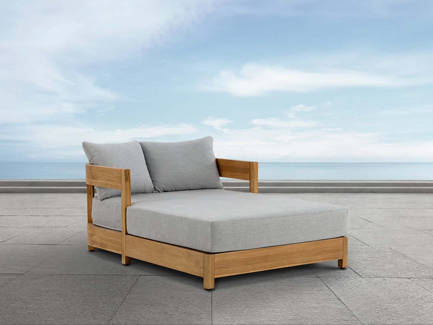 Santino® Outdoor Daybed - Gray Fabric with Teak Frame