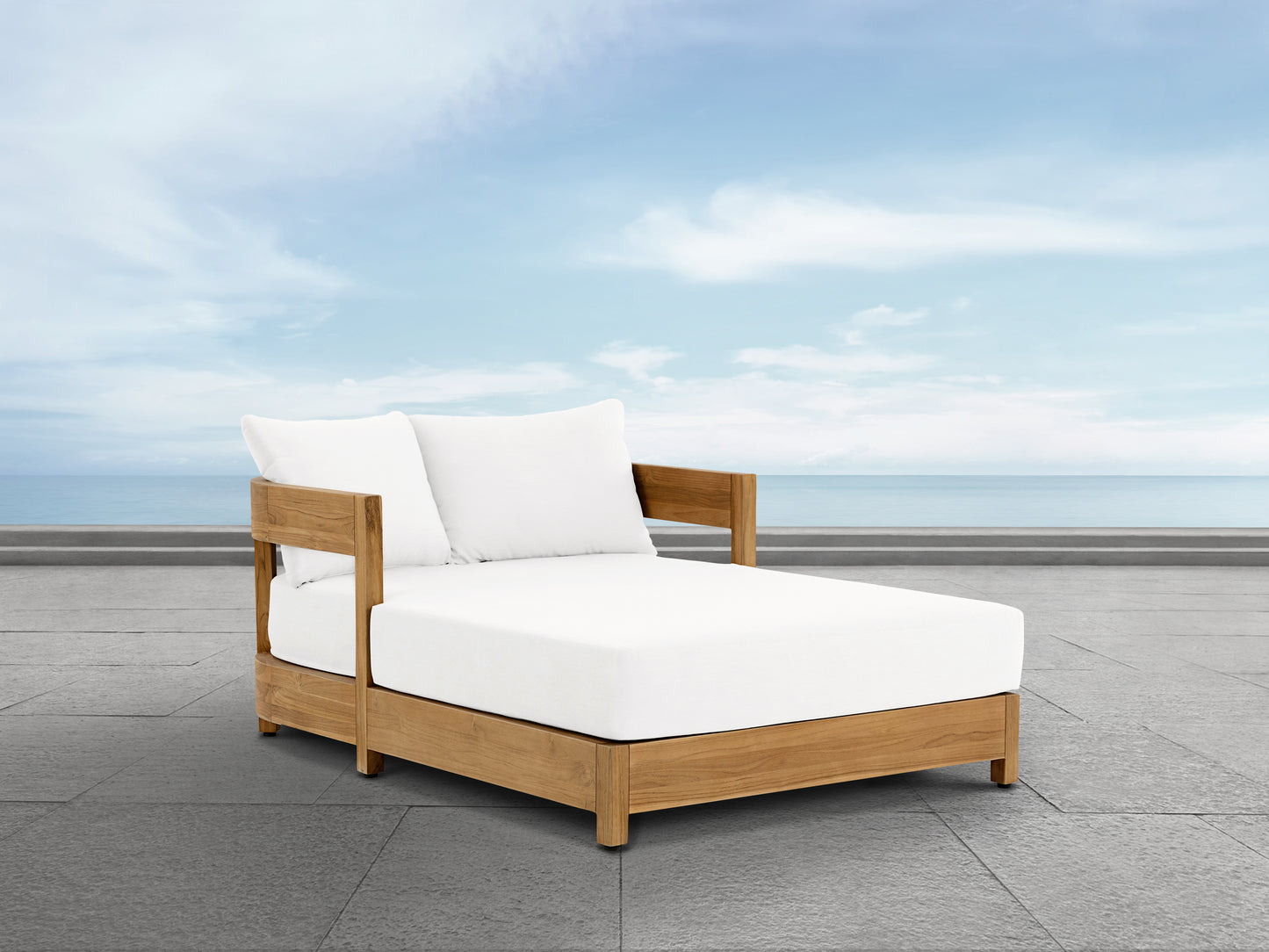 Santino® Outdoor Daybed - White Fabric with Teak Frame