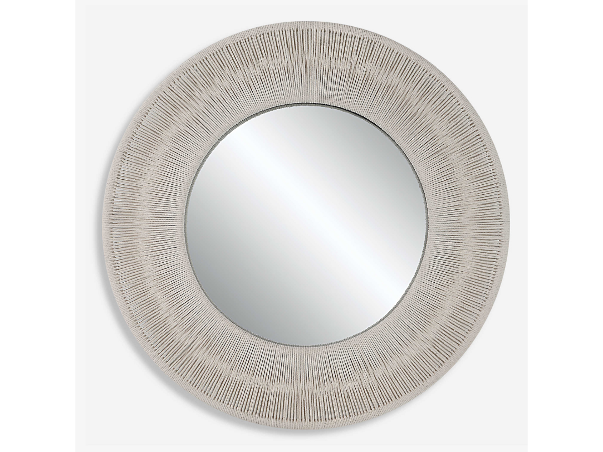 Abbyson Home Scyla White Small Round Mirror