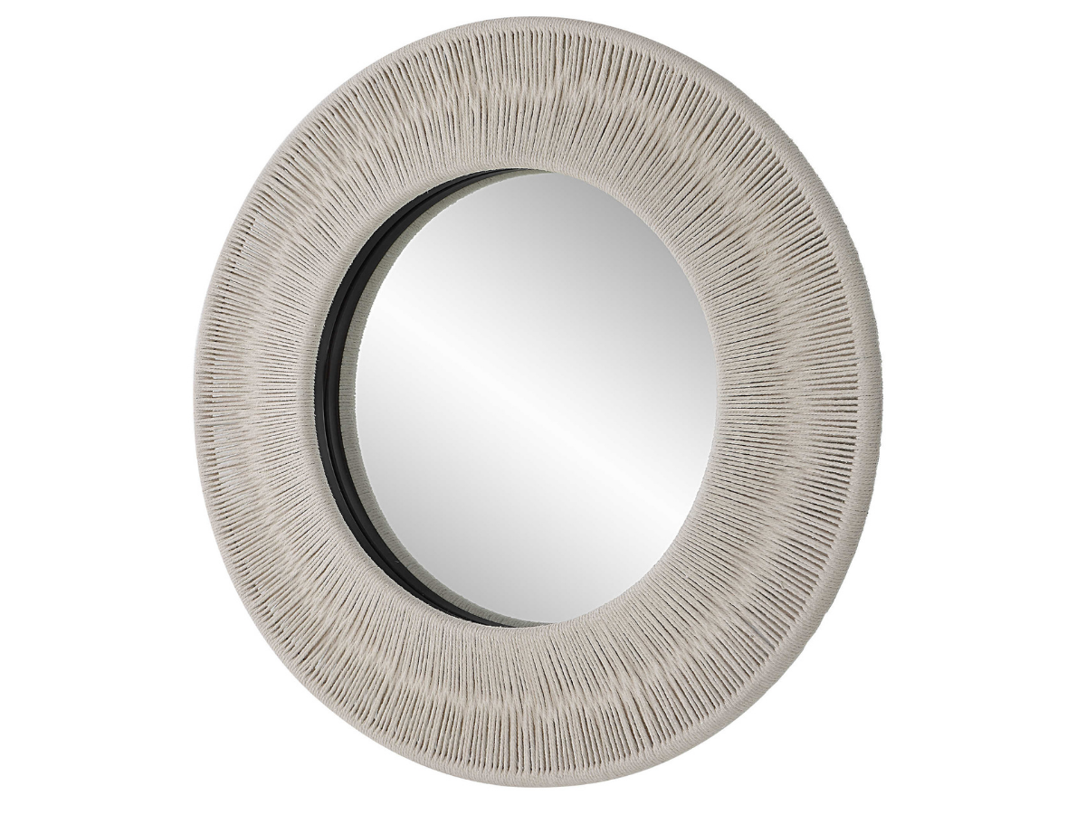 Abbyson Home Scyla White Small Round Mirror
