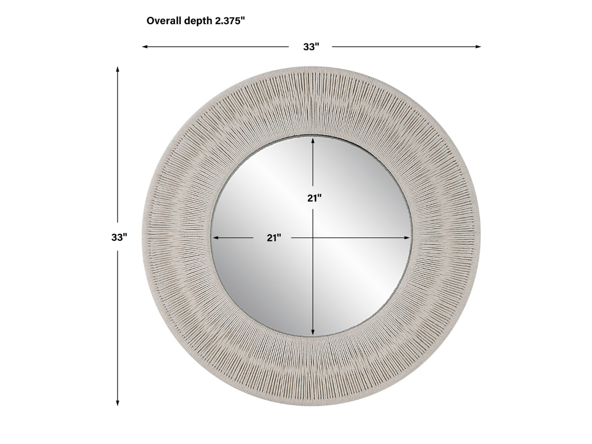 Abbyson Home Scyla White Small Round Mirror