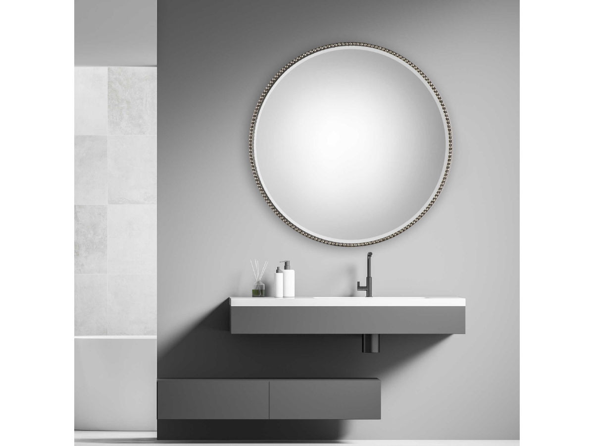 Abbyson Home Sonnet Beaded Round Mirror