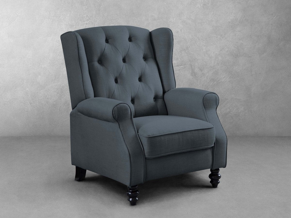 Sydney Fabric Pushback Recliner - Navy