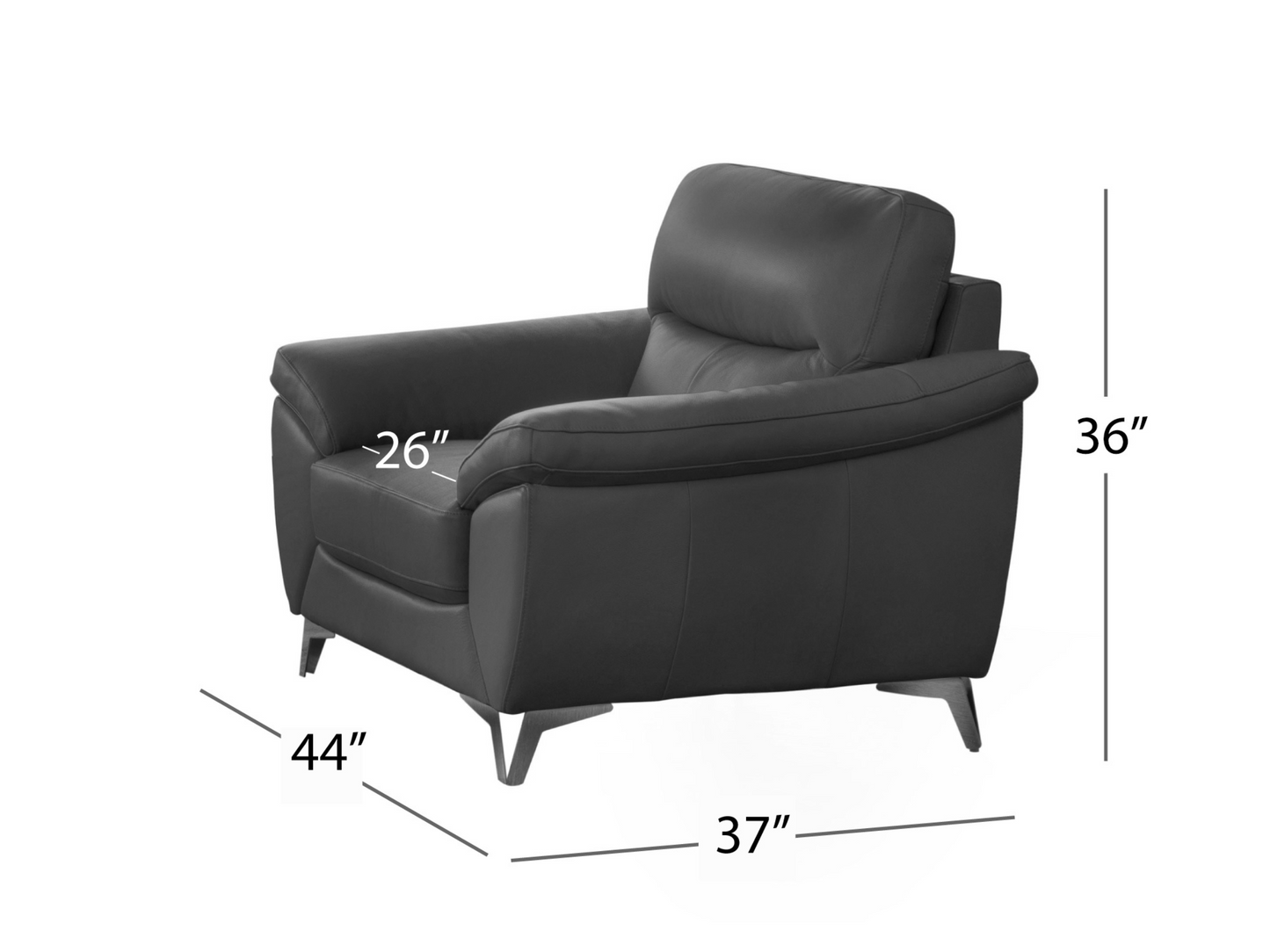Cadence Top Grain Leather Chair - Dark Gray