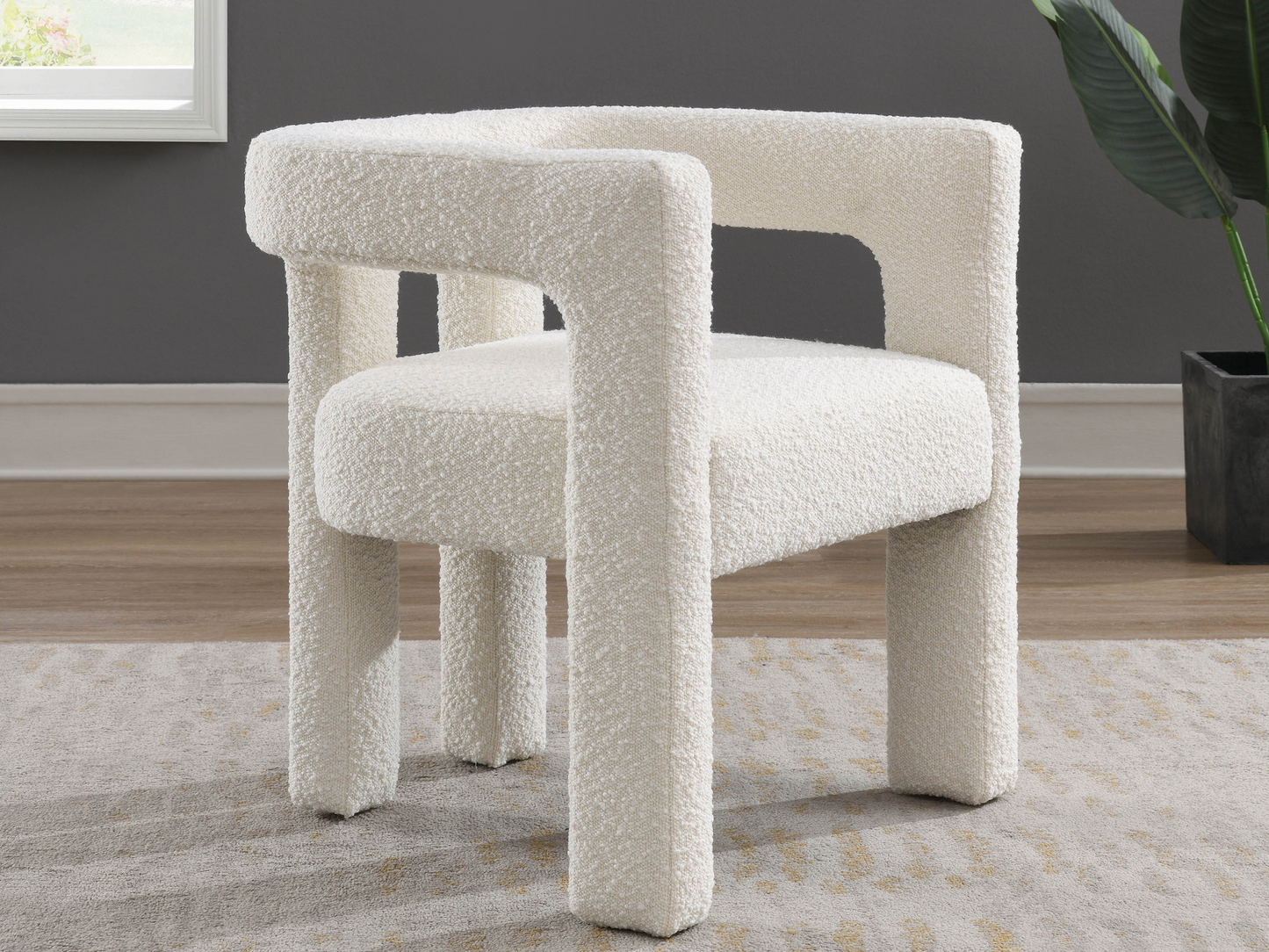 Mandy Bouclé Fabric Dining Chair - Ivory