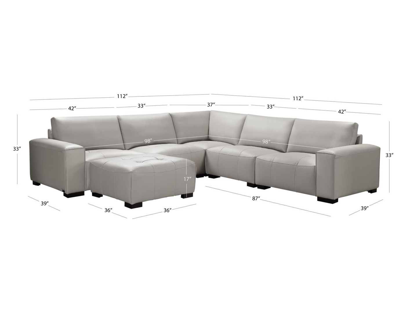 Teagan 6-pc Leather Modular Sectional