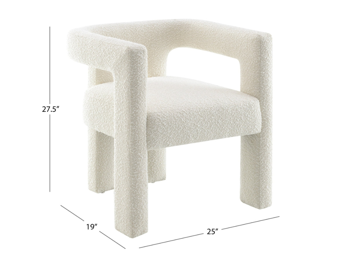 Mandy Bouclé Fabric Dining Chair - Ivory