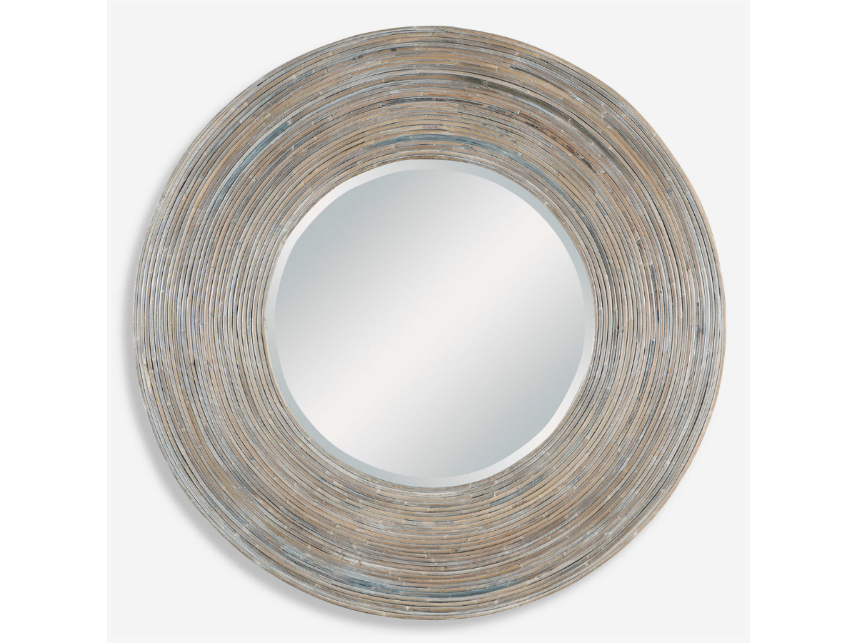 Abbyson Home Vega White Washed Round Mirror