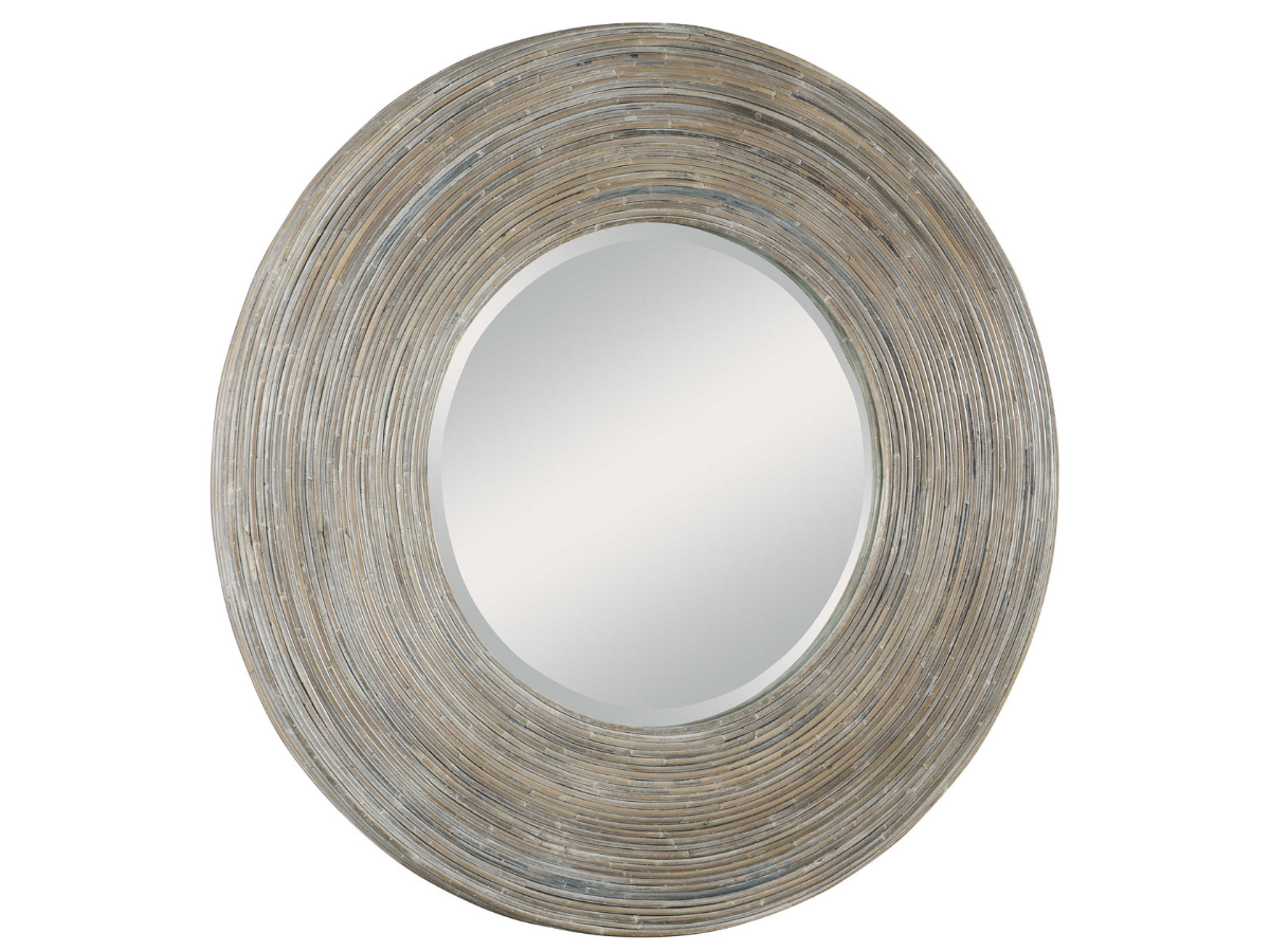 Abbyson Home Vega White Washed Round Mirror