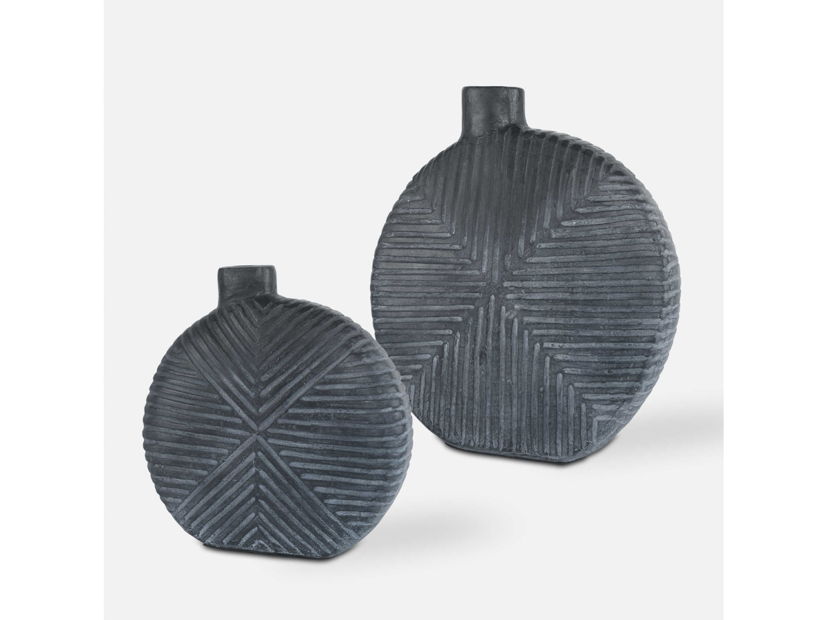 Abbyson Home Vie Aged Black Vases, Set of 2