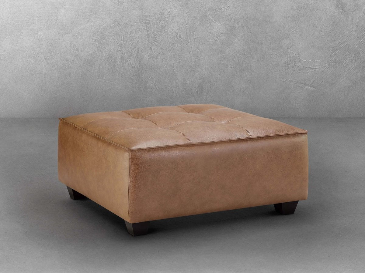 Wallingford Top Grain Leather Ottoman, Camel