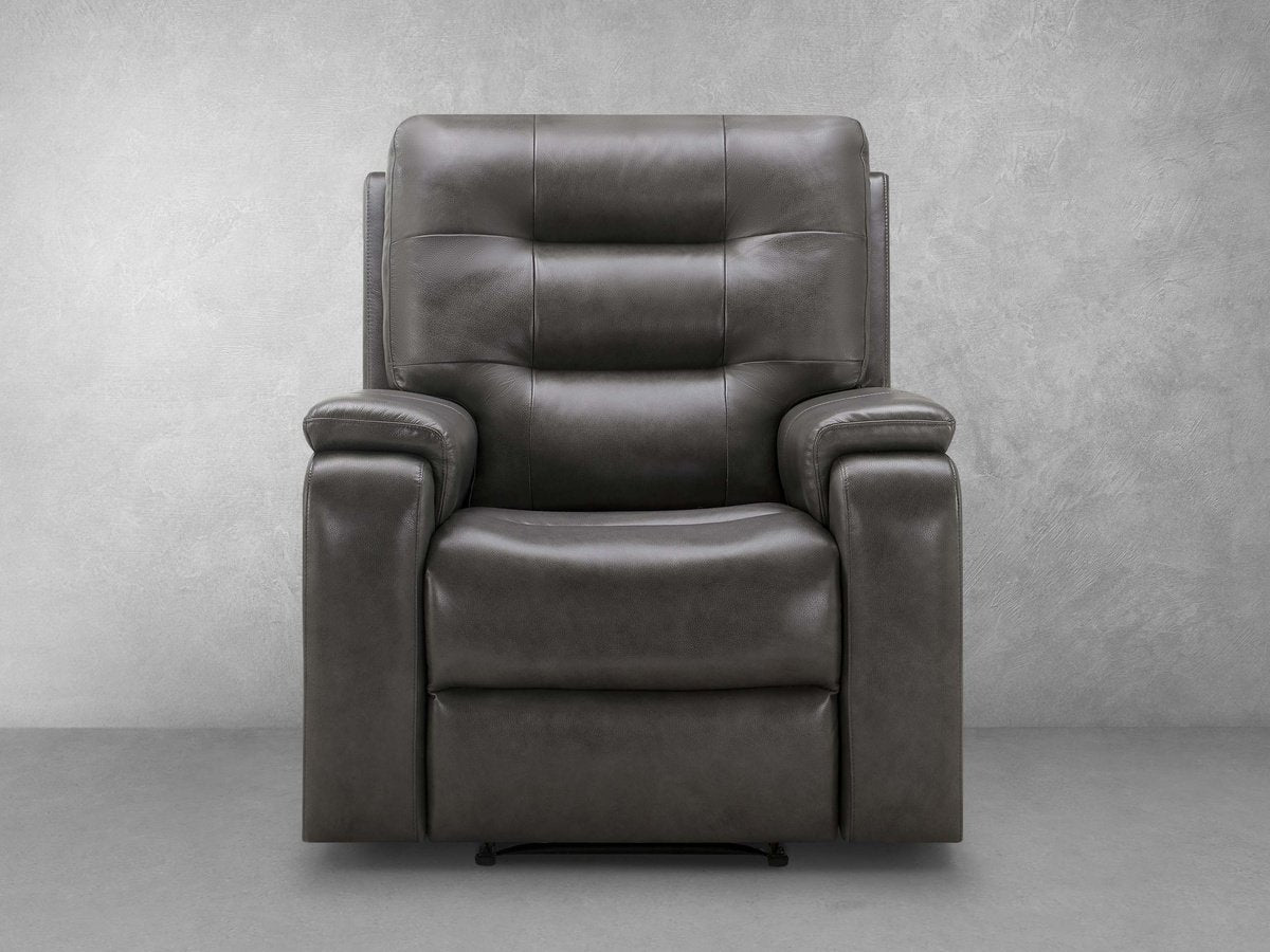 Waylen Top-Grain Leather Manual Recliner - Gray