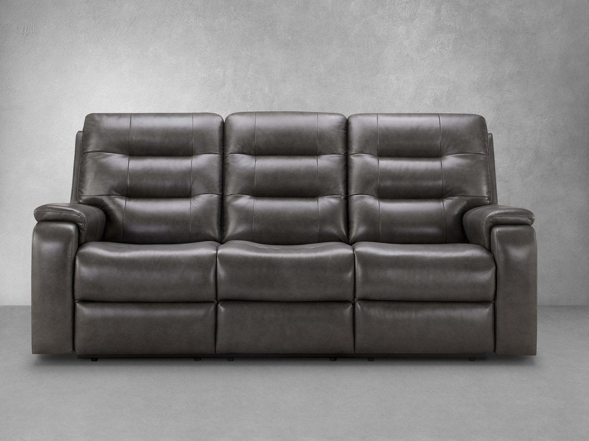 Waylen Top-Grain Leather Manual Reclining Sofa - Gray