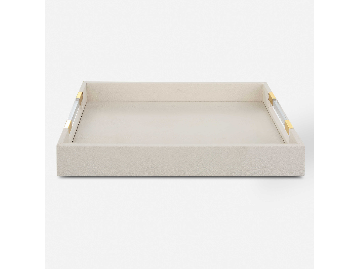 Abbyson Home Winnie White Shagreen Tray
