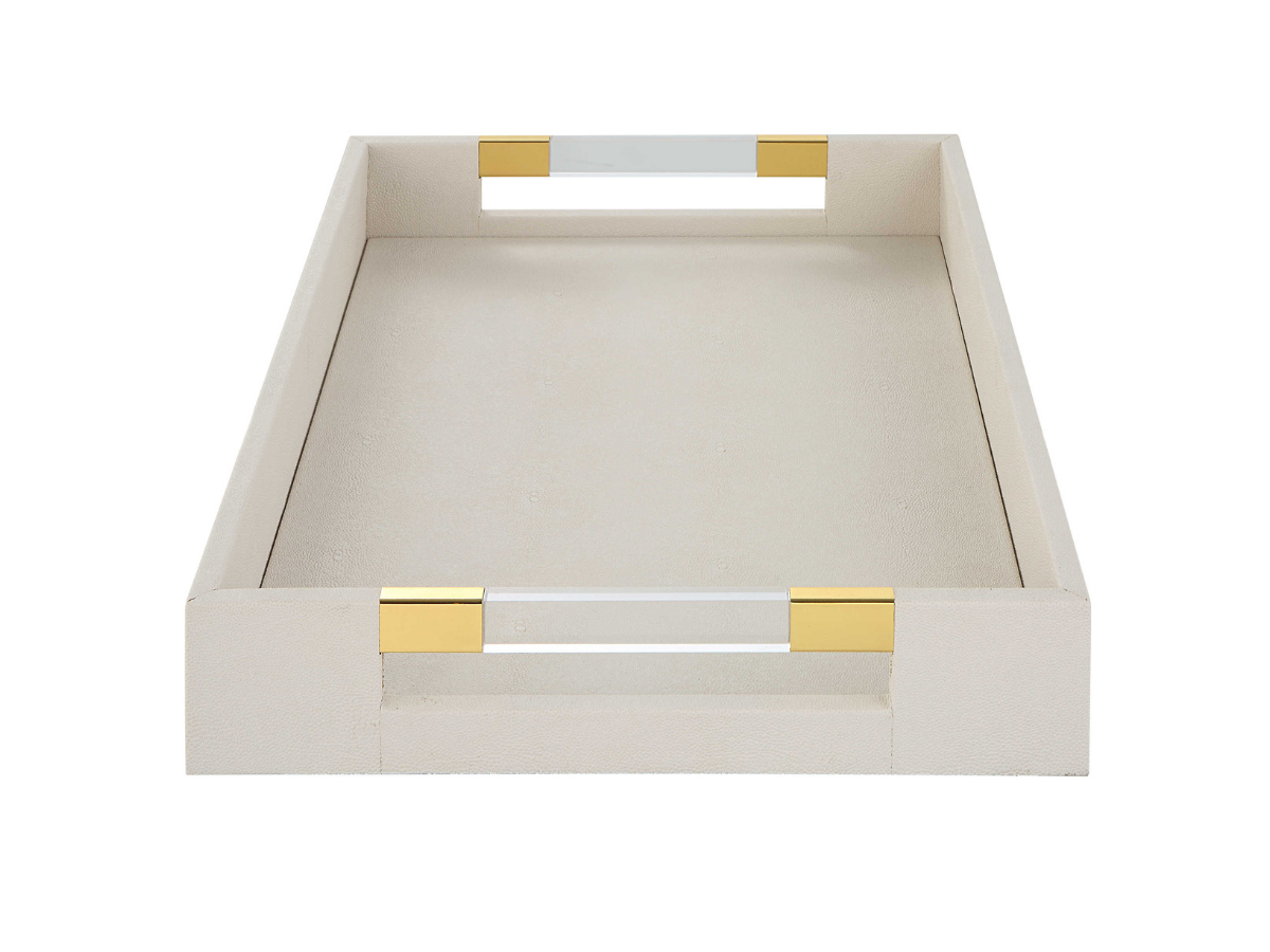 Abbyson Home Winnie White Shagreen Tray