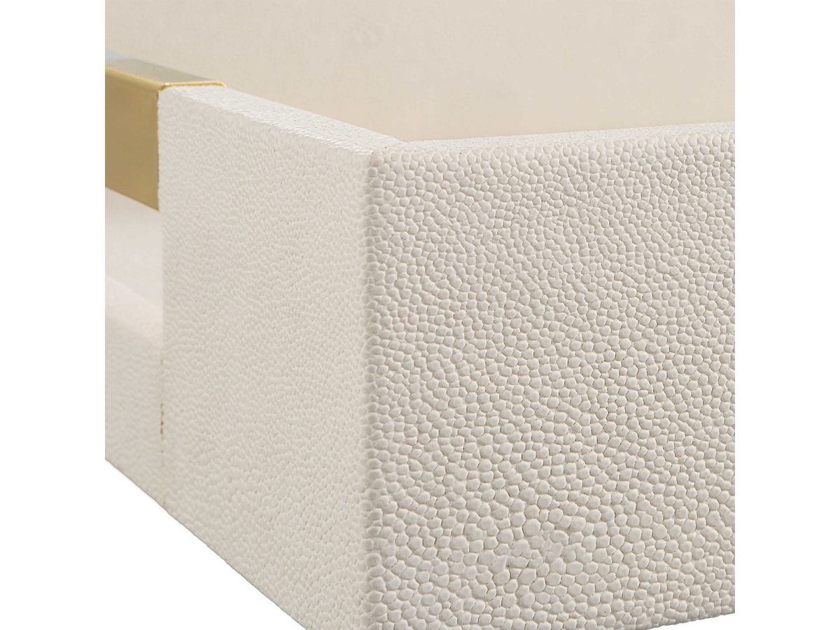 Abbyson Home Winnie White Shagreen Tray