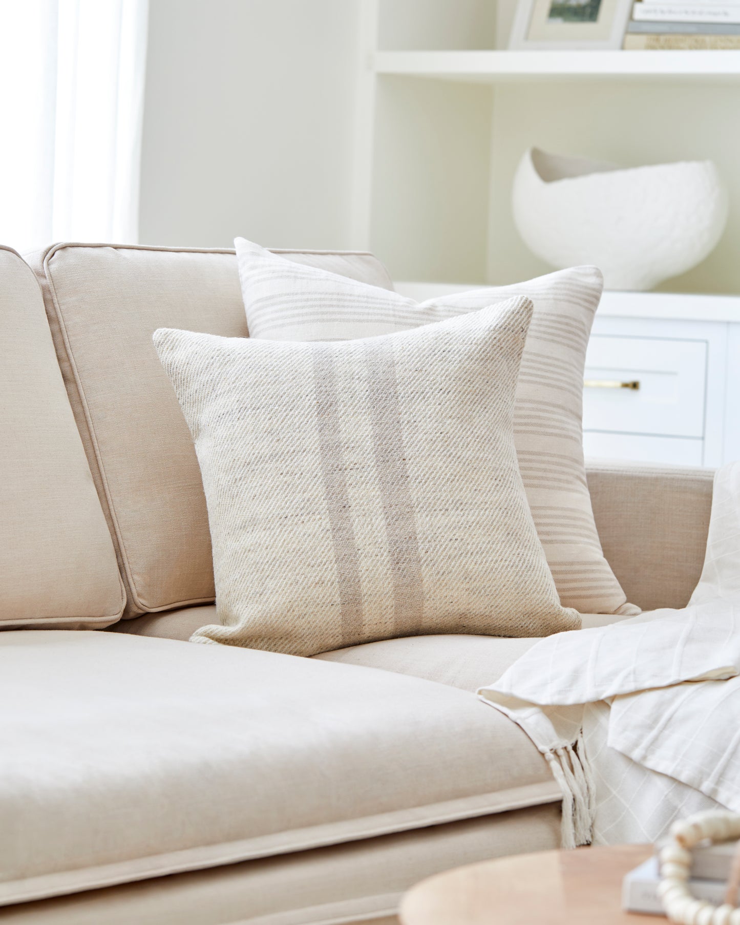 Becki Owens Brett Gray Striped 18" x 18" Accent Pillow with Down Insert