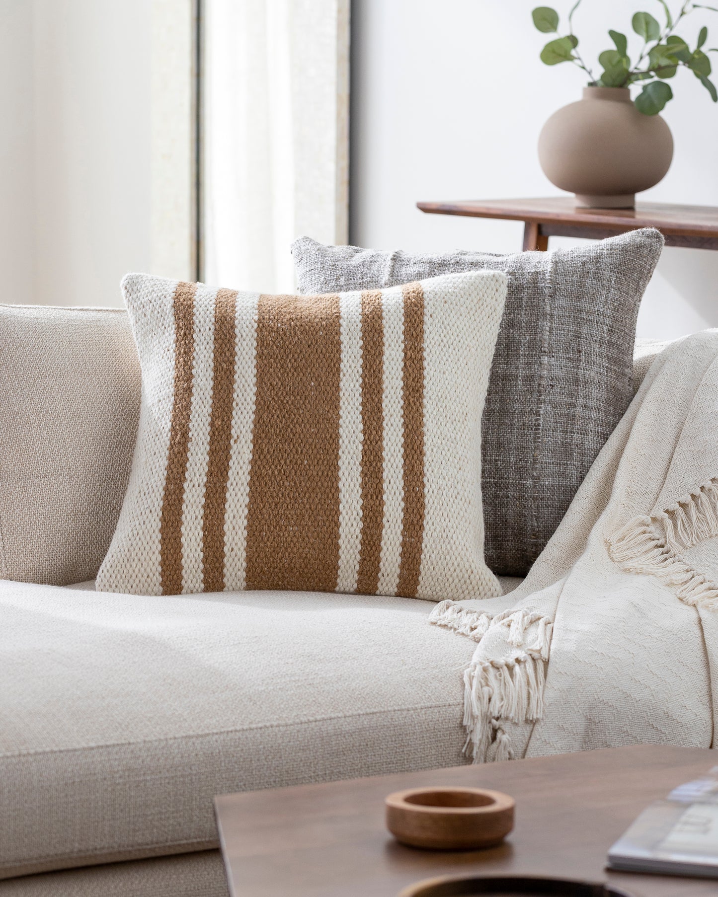 Becki Owens Brett Orange Multi-Striped 20" x 20" Accent Pillow, Cover Only