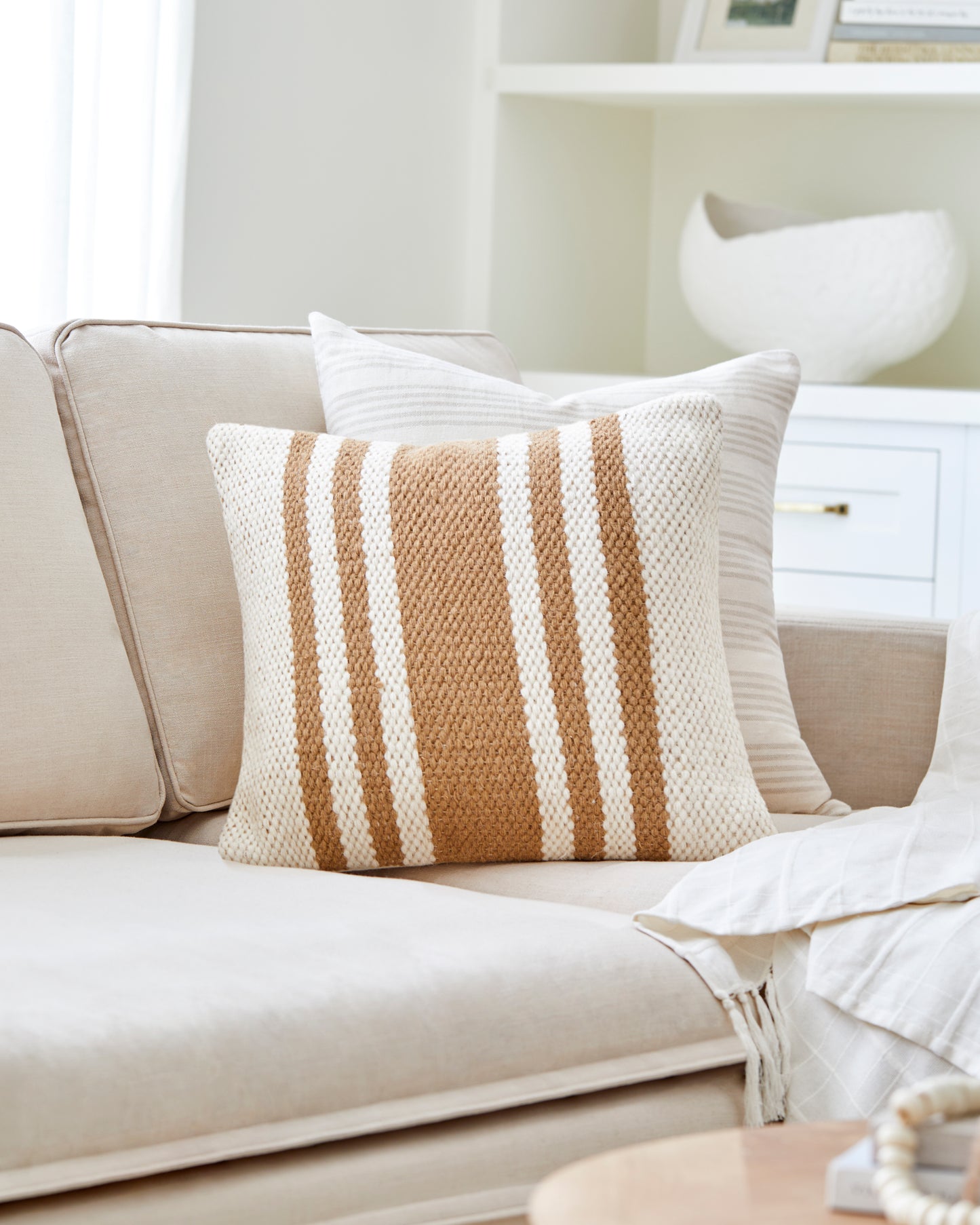 Becki Owens Brett Orange Multi-Striped 20" x 20" Accent Pillow, Cover Only