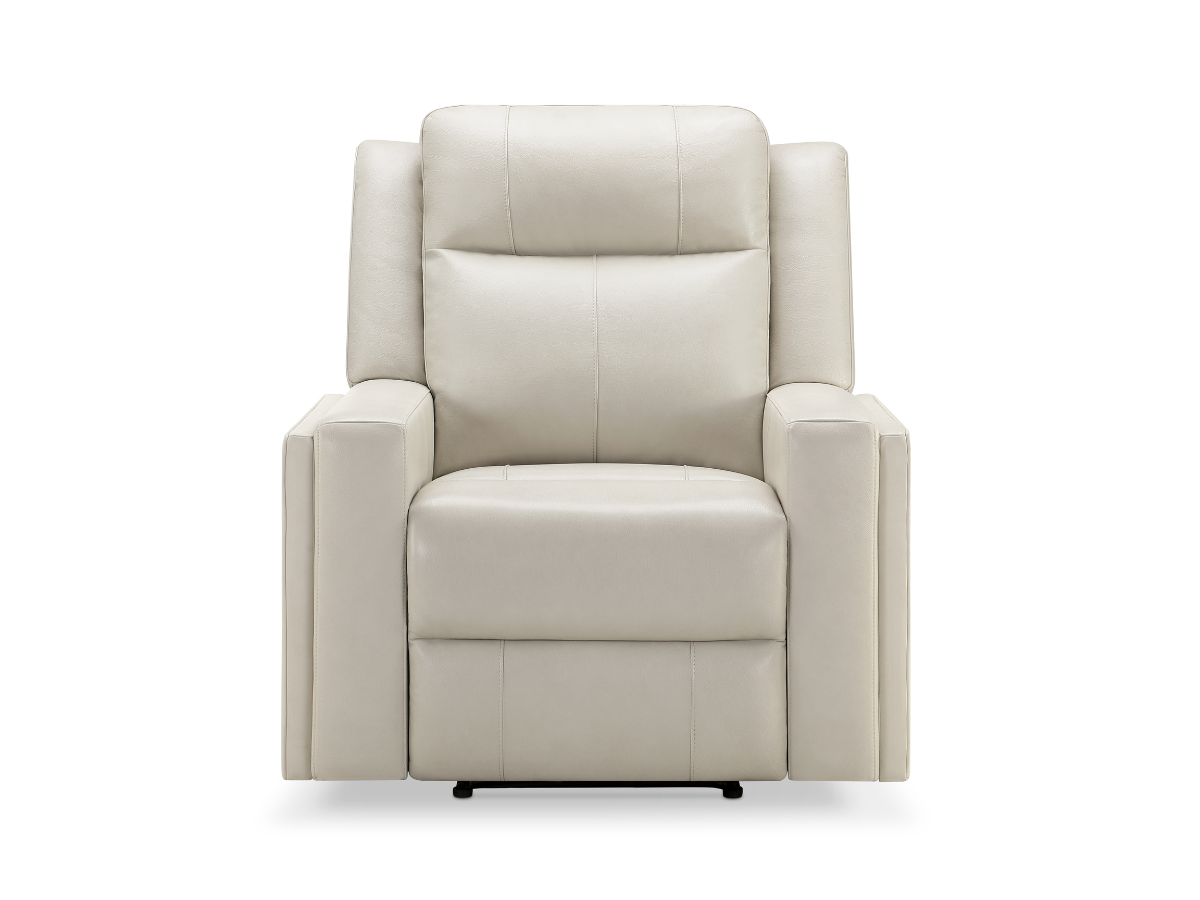 Rhodes Top-Grain Leather Manual Recliner - Ivory