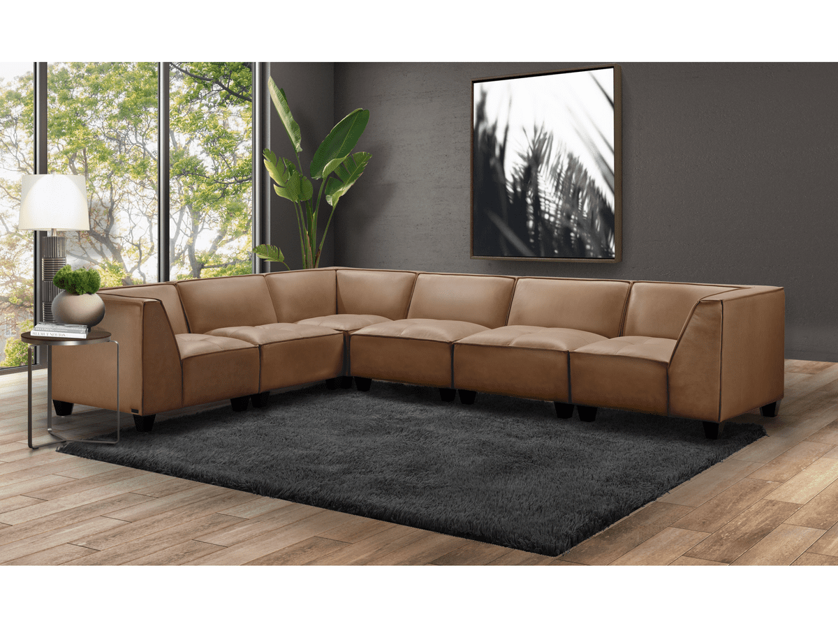 Wallingford 6-pc Modular Leather Sectional, Camel