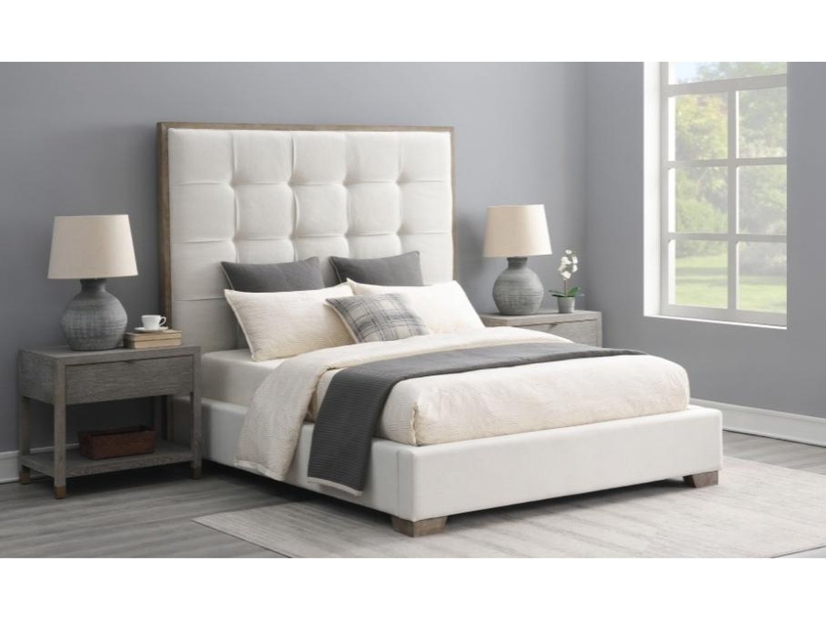 Eleanor Tufted Fabric Bed - Ivory - Queen