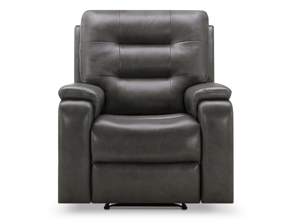 Waylen Top-Grain Leather Manual Recliner - Gray