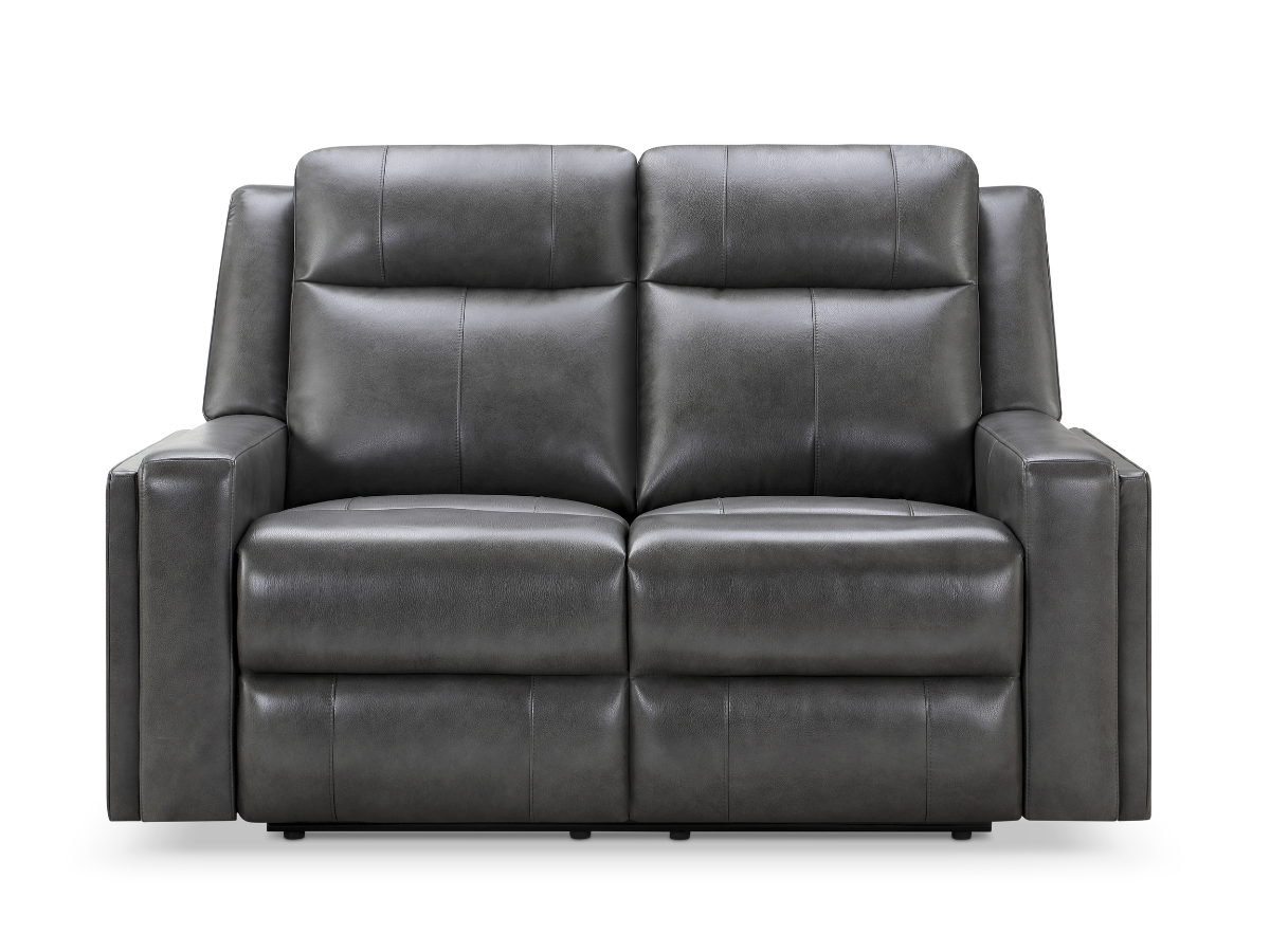 Rhodes Top-Grain Leather Manual Reclining Loveseat - Gray