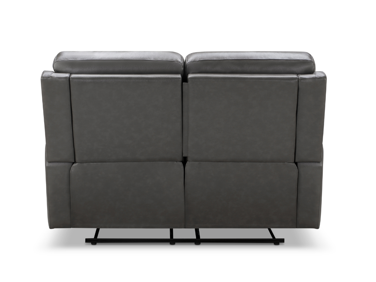 Waylen Top-Grain Leather Manual Reclining Loveseat - Gray