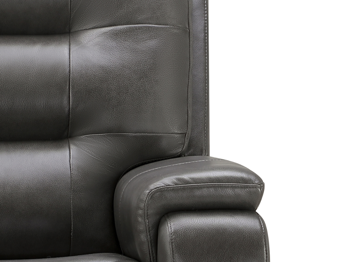 Waylen Top-Grain Leather Manual Reclining Sofa - Gray