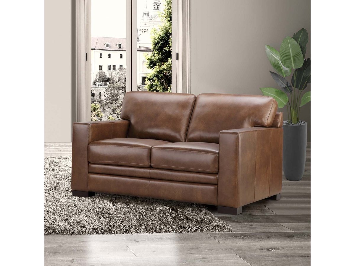 Astoria Leather Loveseat - Brown