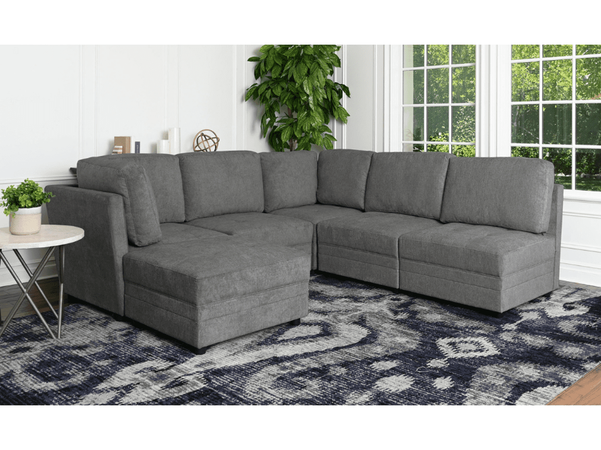 Brentwood 6-pc Fabric Modular Sectional - Dark Gray
