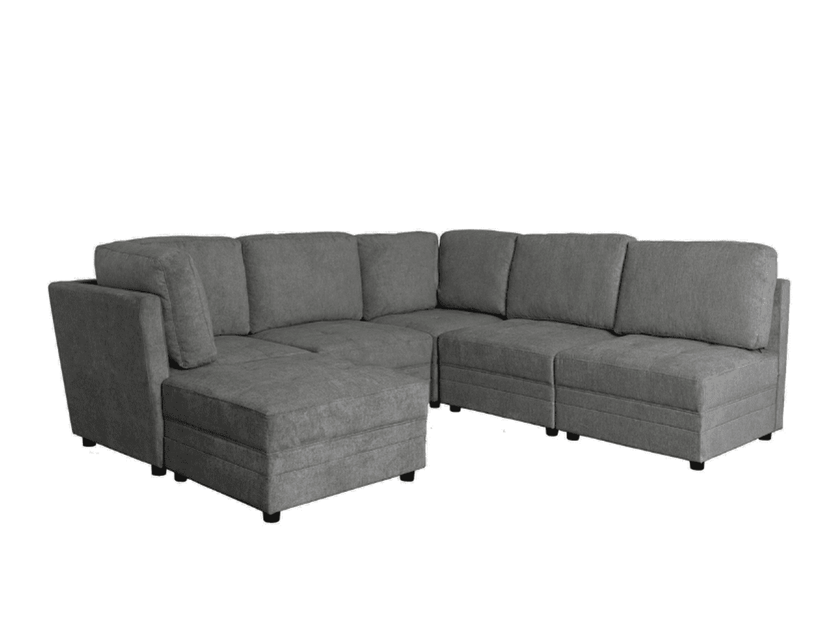 Brentwood 6-pc Fabric Modular Sectional - Dark Gray