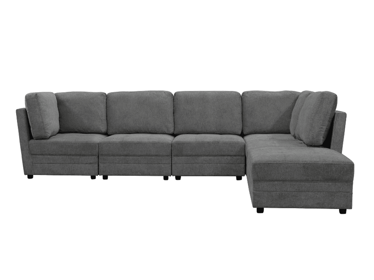 Brentwood 6-pc Fabric Modular Sectional - Dark Gray