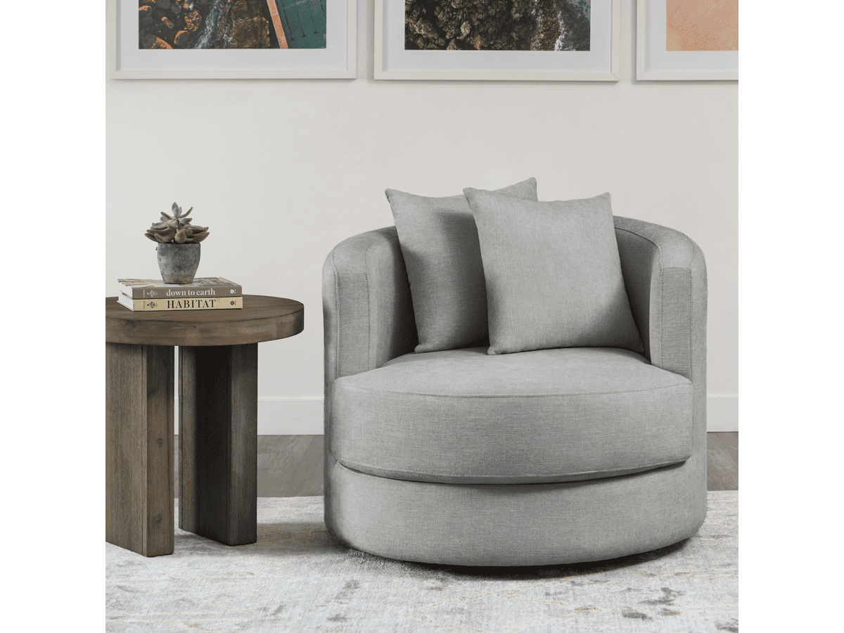Elliot Fabric Swivel Chair - Light Gray