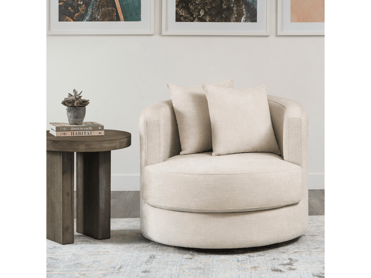 Elliot Fabric Swivel Chair - Beige