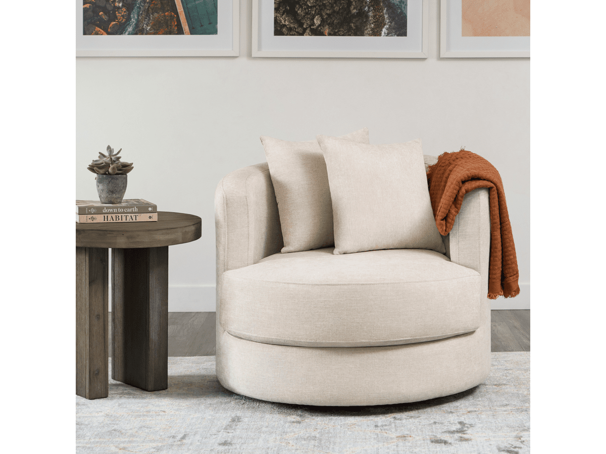 Elliot Fabric Swivel Chair - Beige