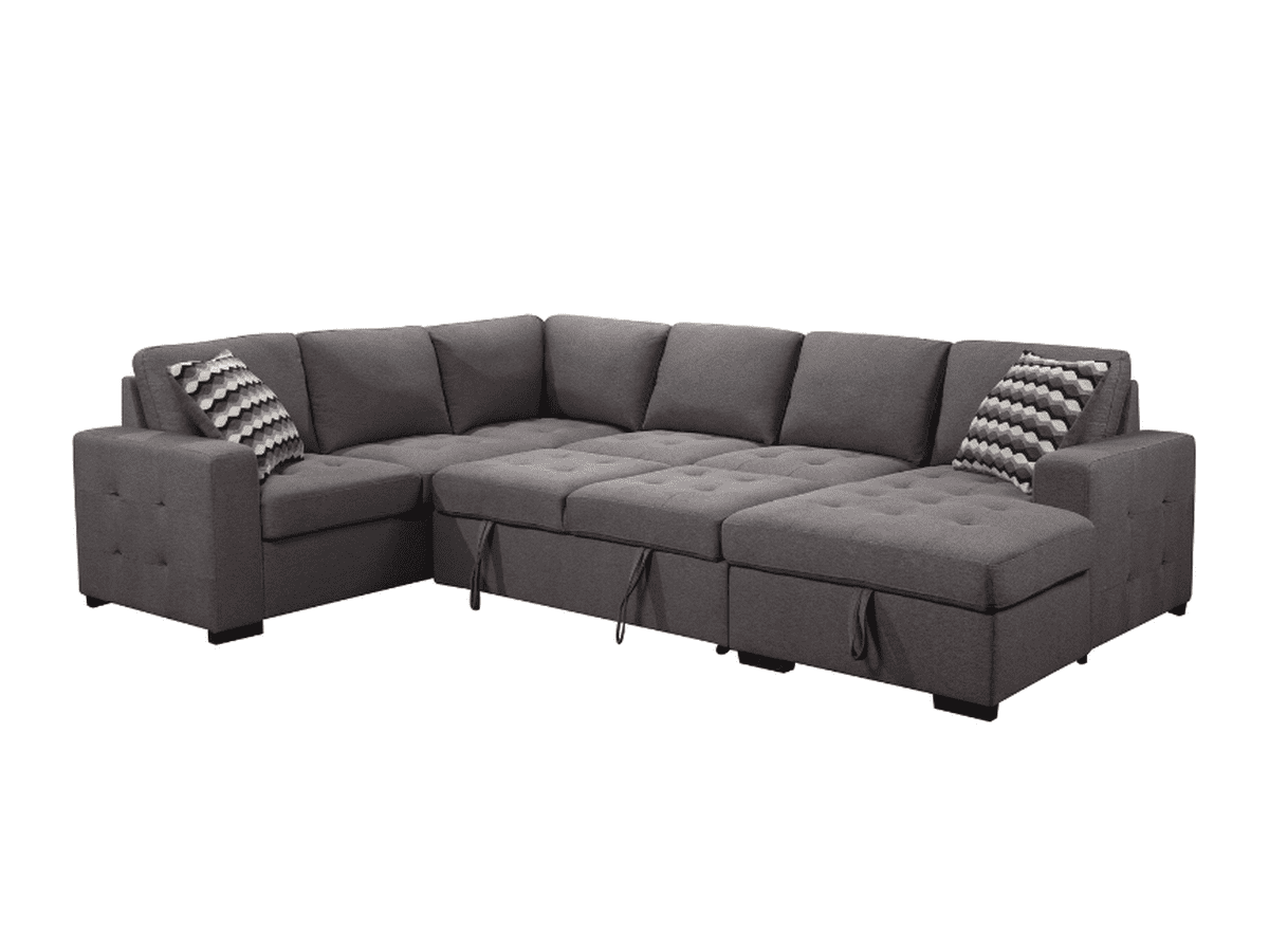 Jameson 6-pc Fabric Storage Sectional with Pullout Bed - Gray