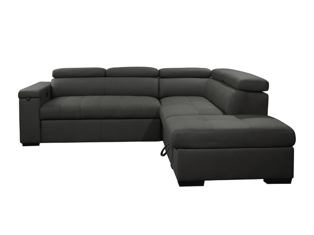 Miami Fabric Storage Sectional with Pullout Bed - Dark Gray