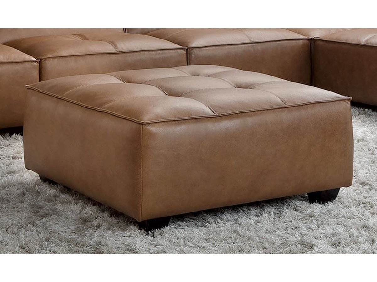 Wallingford Top Grain Leather Ottoman, Camel Default Title